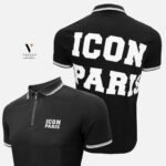 פולו קצר שחור כותנה של ICON PARIS