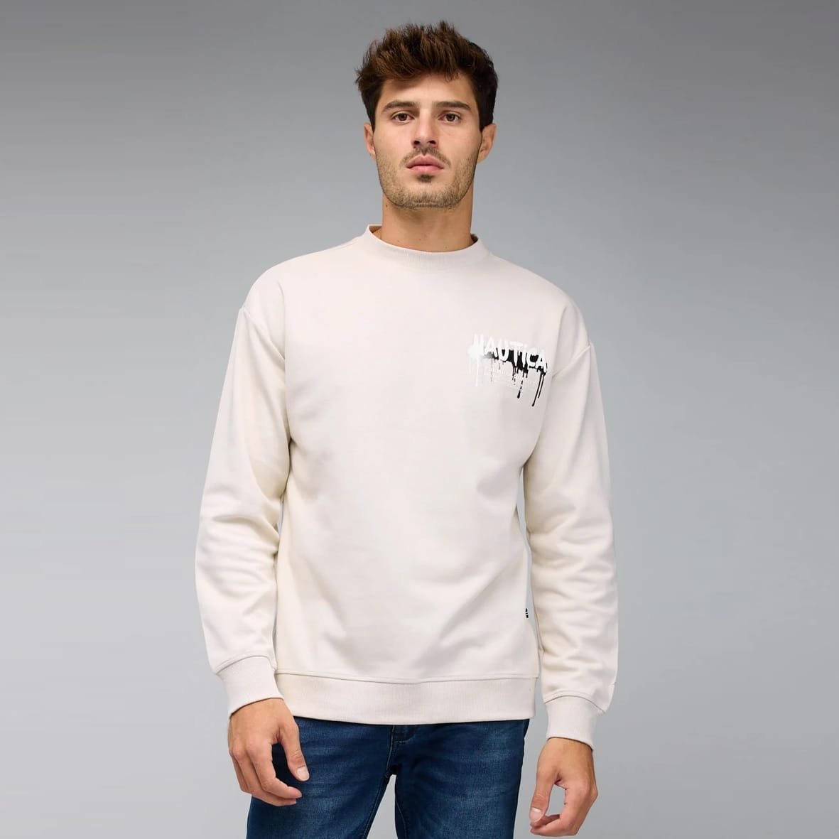 NAUTICA-SRR2448SWTSBNFA24-TRUE-STONE.jpg סווטשירט מעוצב של NAUTICA – תמונה 1