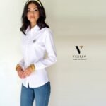 ⁦חולצה מכופתרת לנשים של ROBERTO VINO RVSH1052-WHITE⁩ – תמונה ⁦3⁩