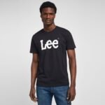 טי-שירט שחור עם הדפס לוגו LEE