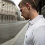 ⁦פולו קצר לבן חלק לגברים של BLANK⁩ – תמונה ⁦2⁩