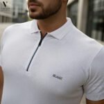 ⁦פולו קצר לבן חלק לגברים של BLANK⁩ – תמונה ⁦3⁩