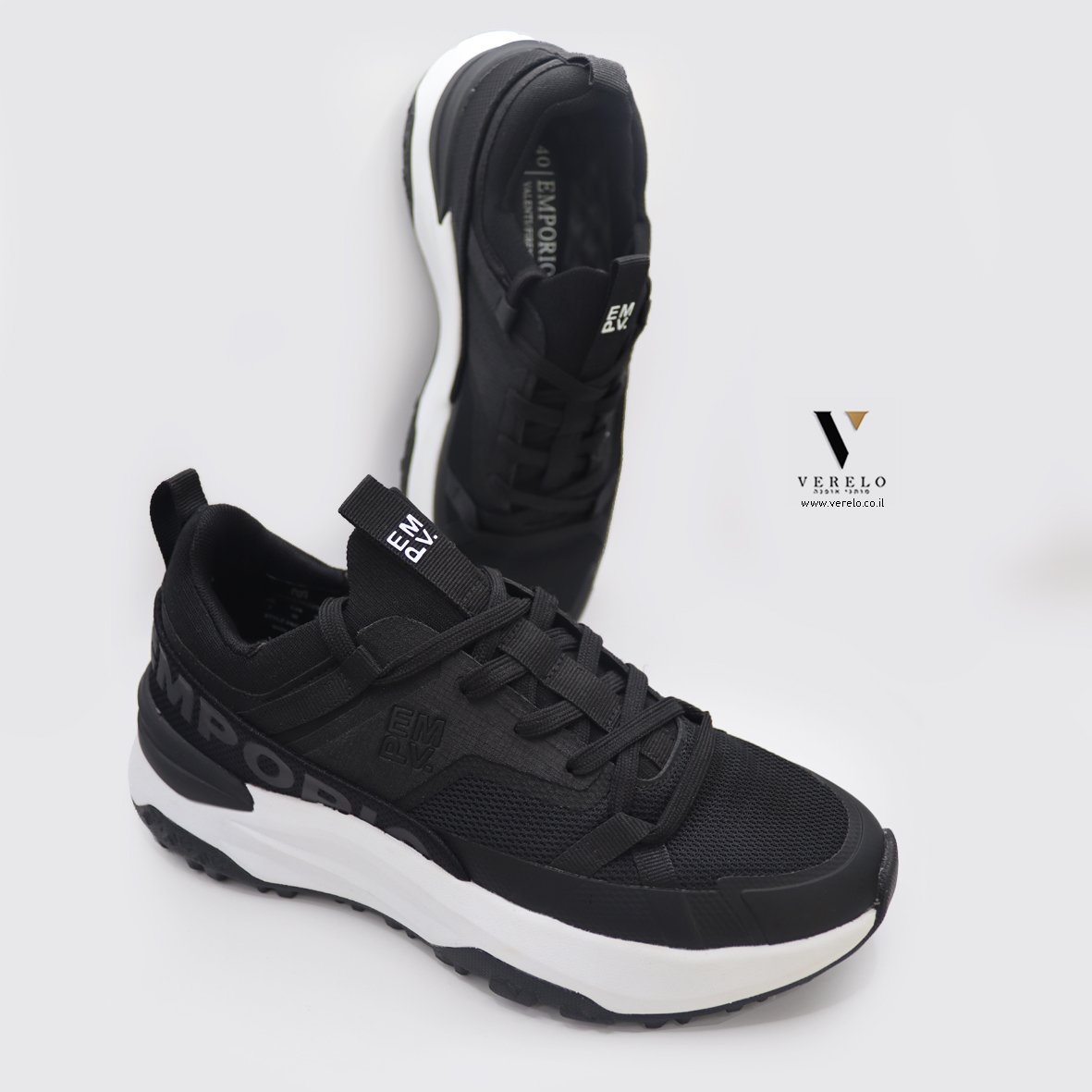 EMPORIO VALENTINI SNFW2500-BLACK נעליים גרב עם שרוכים EMPORIO VALENTINI – תמונה 1