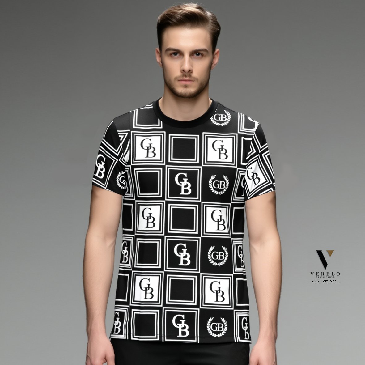 GIORGIO BELLINI S26GBT103-BLACK-2 טי-שירט מעוצבת שחור של GIORGIO BELLINI – תמונה 1