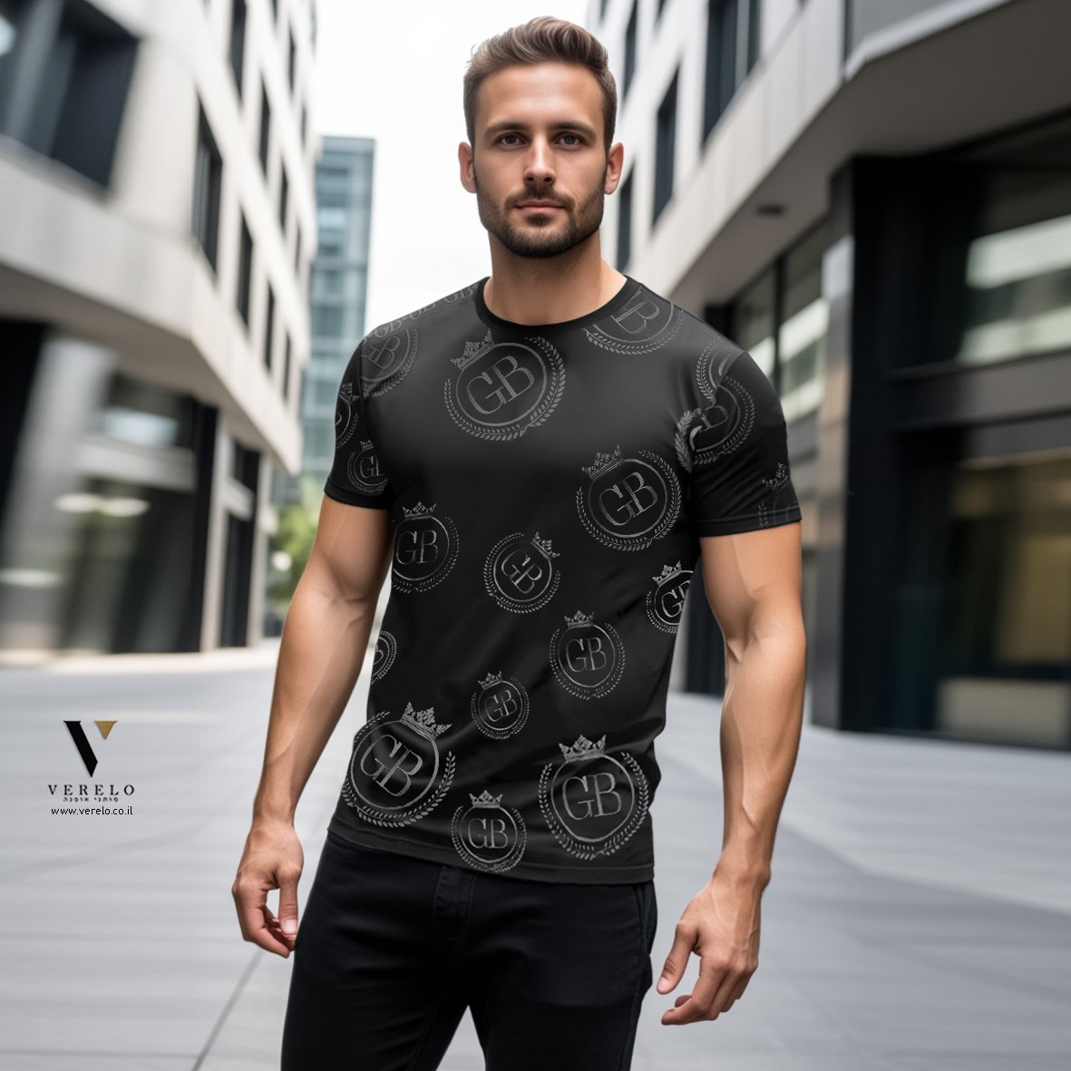 GIORGIO BELLINI S26GBT701-BLACK טי-שירט מודרני של GIORGIO BELLINI – תמונה 1