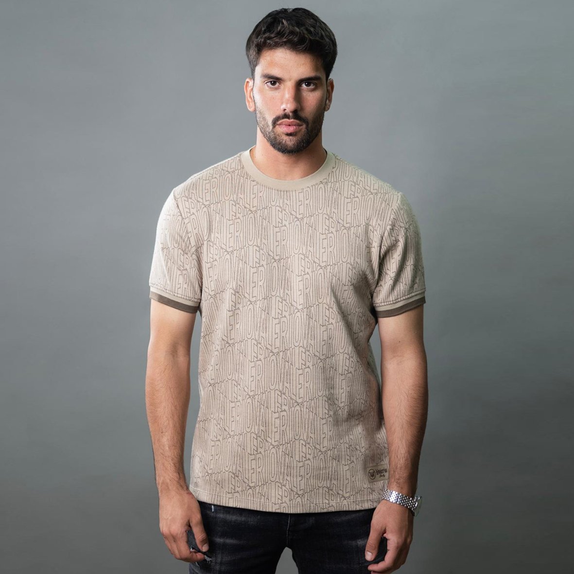 VALERIO T2-BEIGE-2 טי-שירט מבד סריג של VALERIO – תמונה 1