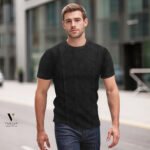 טי-שירט שחור מבד סריג של GIORGIO BELLINI