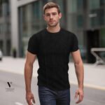 טי-שירט שחור מבד סריג של GIORGIO BELLINI