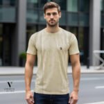 טי-שירט קרם מבד סריג של GIORGIO BELLINI