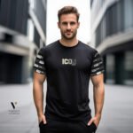 טי-שירט שחור מעוצב של 10-ICON ITALY