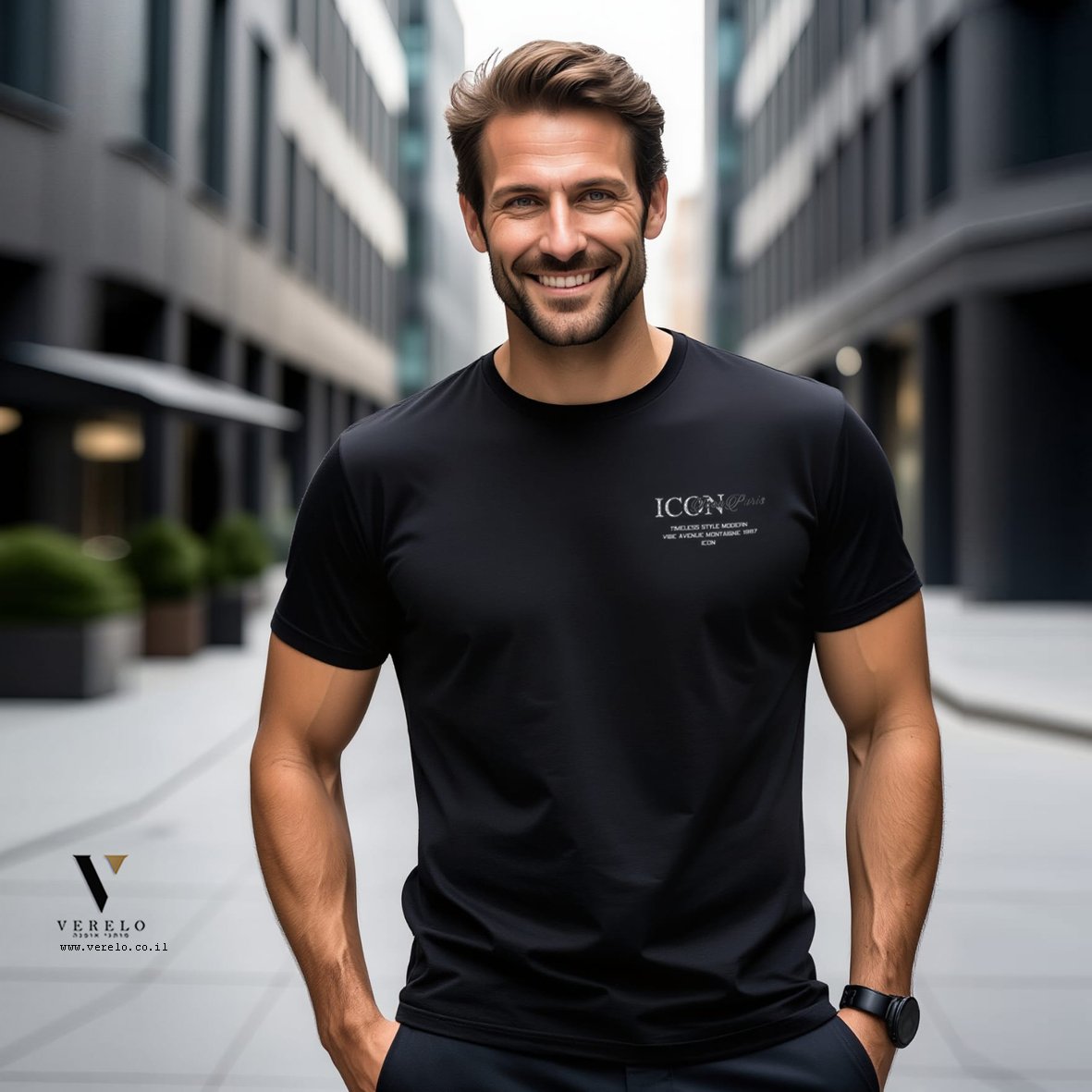 ICON PARIS S26IPT501-BLACK טי-שרט מעוצב כותנה של ICON PARIS – תמונה 1