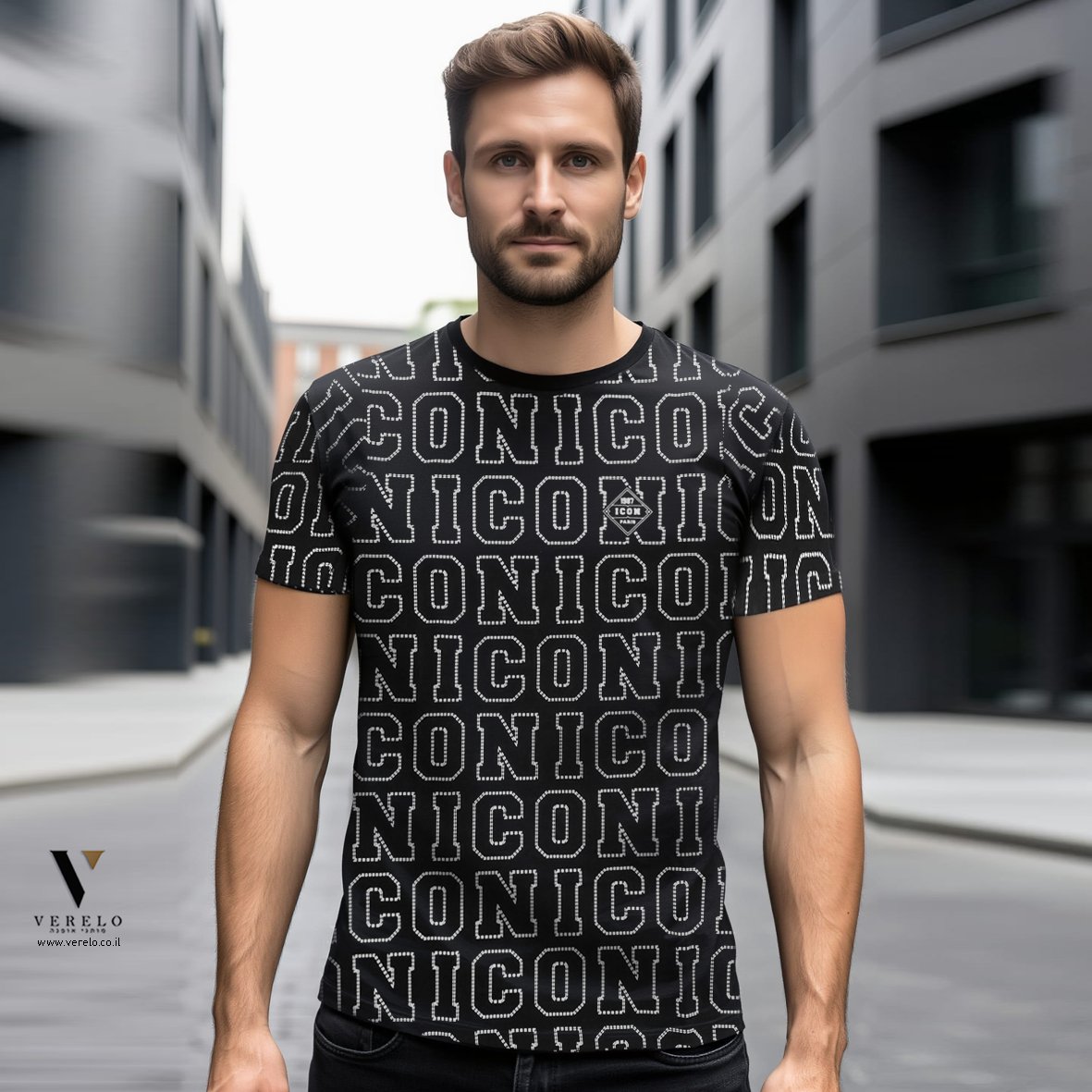 ICON PARIS S26IPT503-BLACK-2 טי-שרט מעוצב שחור של ICON PARIS – תמונה 1