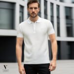פולו קצר לבן מבד סריג של ROBERTO VINO