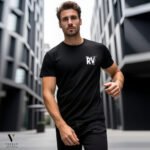 טי שירט שחור עיצוב מודפס של ROBERTO VINO