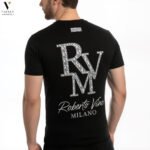 ⁦טי שירט שחור עיצוב ריקמה של ROBERTO VINO⁩ – תמונה ⁦2⁩