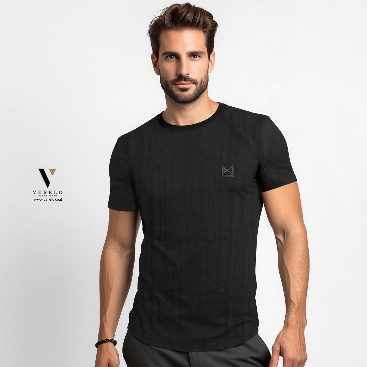 ROBERTO VINO S26RVT555-BLACK-2 טי שירט שחור מבד סריג של ROBERTO VINO – תמונה 1