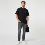 טי שירט אוברסייז שחור/לבן עיצוב ריקמה עם של WJEANS