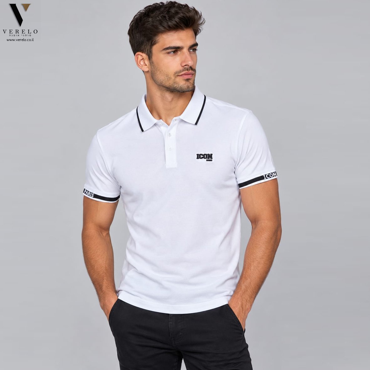 ICON PARIS S26IPP705705-WHITE פולו קצר חלק לבן כותנה של ICON PARIS – תמונה 1